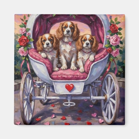 Cavalier King Charles Spaniel Dog Valentine's Day マグネット (正面)