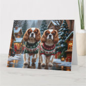 Cavalier King Charles Spaniel Dogs Christmas Snow  カード (正面)