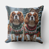 Cavalier King Charles Spaniel Dogs Christmas Snow  クッション (正面)