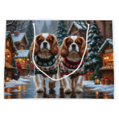 Cavalier King Charles Spaniel Dogs Christmas Snow  ラージペーパーバッグ (正面)
