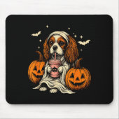 Cavalier King Charles Spaniel Ghost Halloween Cava マウスパッド (正面)