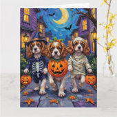 Cavalier King Charles Spaniel Halloween Costumes カード (黄色い花)
