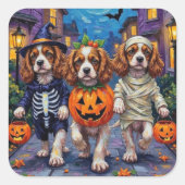 Cavalier King Charles Spaniel Halloween Costumes スクエアシール (正面)