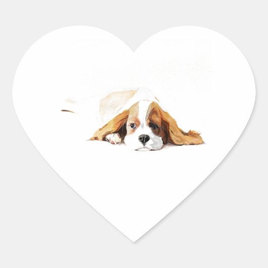Cavalier King Charles Spaniel Heart Sticker ハートシール (正面)