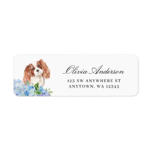 Cavalier King Charles Spaniel Hydrangea Address ラベル (正面)