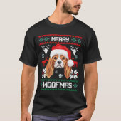 Cavalier King Charles Spaniel Merry Woofmas Tシャツ (正面)