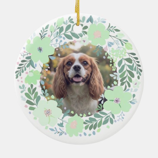 Cavalier King Charles Spaniel - Mint Green Custom セラミックオーナメント (裏面)
