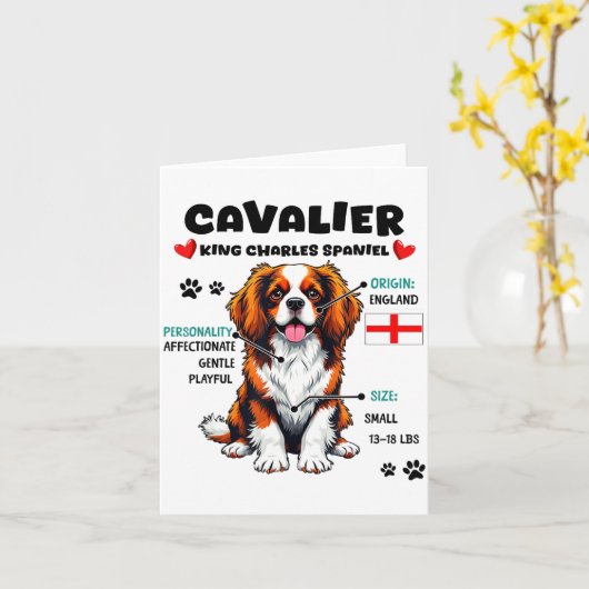 Cavalier King Charles Spaniel Owner Funny Dog Love カード (黄色い花)