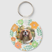 Cavalier King Charles Spaniel Pastel Orange Flower キーホルダー (裏面)