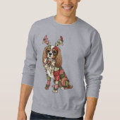 Cavalier King Charles Spaniel Patchwork Christmas スウェットシャツ (正面)