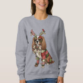 Cavalier King Charles Spaniel Patchwork Christmas スウェットシャツ (正面)