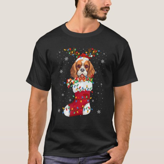 Cavalier King Charles Spaniel Puppy Dog In Socks X Tシャツ (正面)