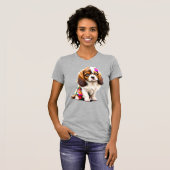 Cavalier King Charles Spaniel Puppy Floral Women's Tシャツ (正面フル)