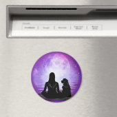 Cavalier King Charles Spaniel Purple Moon Art マグネット (インサイチュ (食洗機))