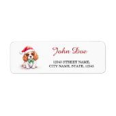 Cavalier King Charles Spaniel Santa Hat Christmas ラベル (正面)