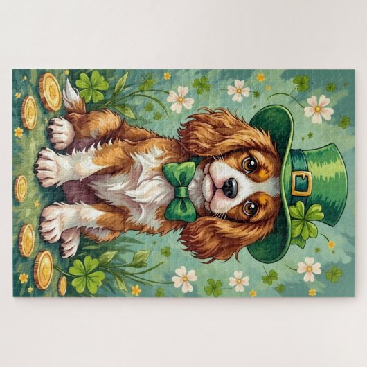 Cavalier King Charles Spaniel St Patrick’s Day Dog ジグソーパズル (横)