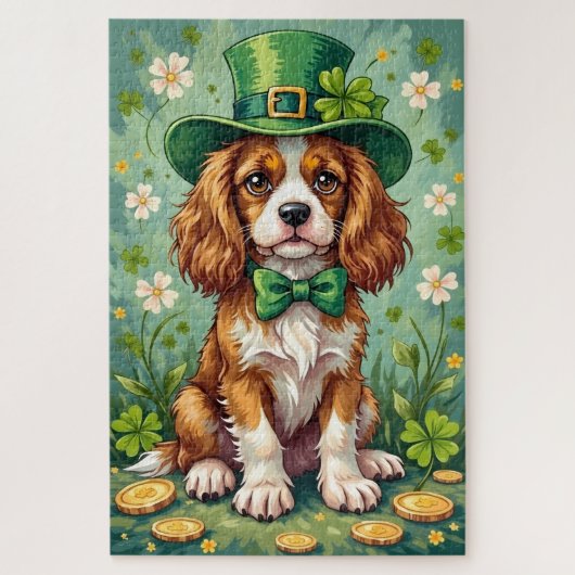 Cavalier King Charles Spaniel St Patrick’s Day Dog ジグソーパズル (縦)