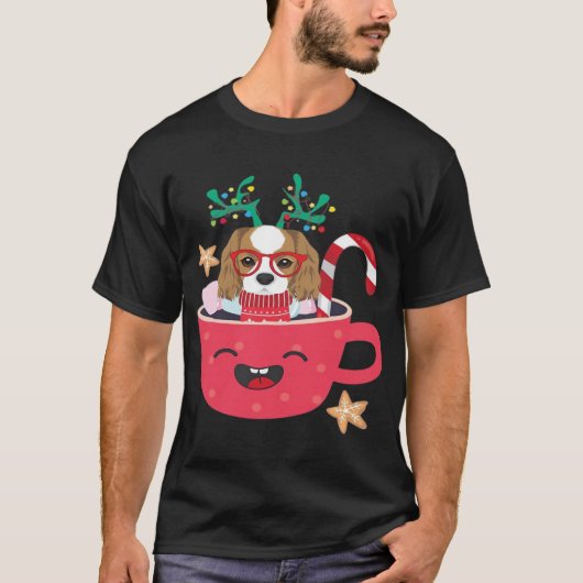 Cavalier King Charles Spaniel Teacup Xmas Holiday  Tシャツ (正面)