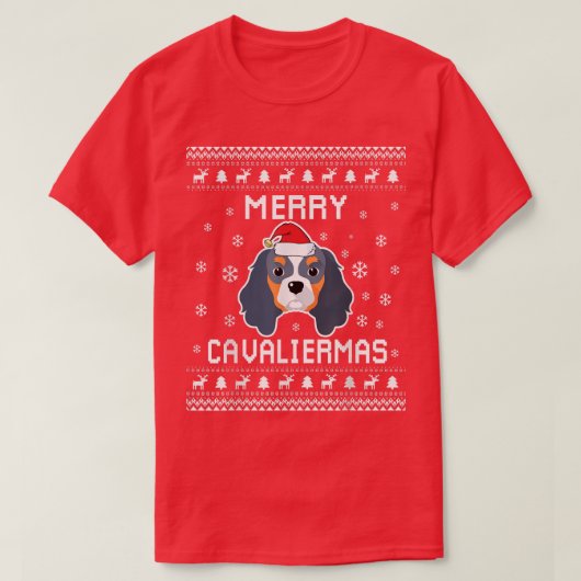 Cavalier King Charles Spaniel Ugly Christmas Sweat Tシャツ (デザイン正面)