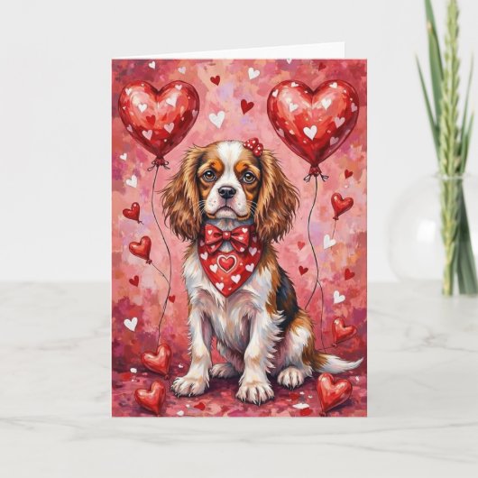 Cavalier King Charles Spaniel Valentine’s Day カード (正面)