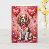Cavalier King Charles Spaniel Valentine’s Day カード (黄色い花)