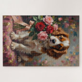 Cavalier King Charles Valentine's Day Roses ジグソーパズル (横)