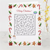 Cavalier King Christmas Maze Puzzle Holiday カード (黄色い花)