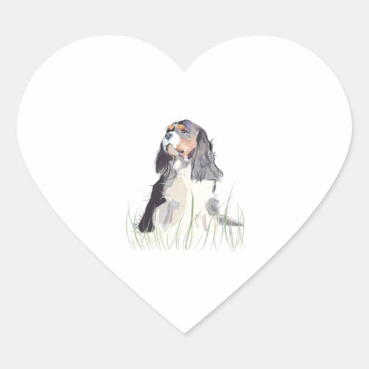 Cavalier King Cute Heart Sticker ハートシール (正面)