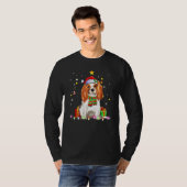 Cavalier King Dog Santa Christmas Tree Lights Xmas Tシャツ (正面フル)