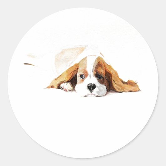 Cavalier King Dog Sticker, Cute Gift ラウンドシール (正面)