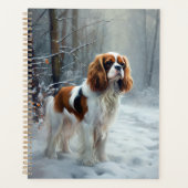 Cavalier King Let It Snow クリスマスブラシ仕上げ プランナー手帳 (正面)