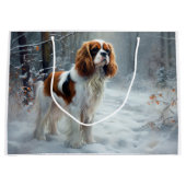 Cavalier King Let It Snow クリスマスブラシ付き ラージペーパーバッグ (正面)