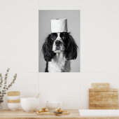 Cavalier Spaniel Bathroom Print, Funny Dog Toilet ポスター (キッチン)