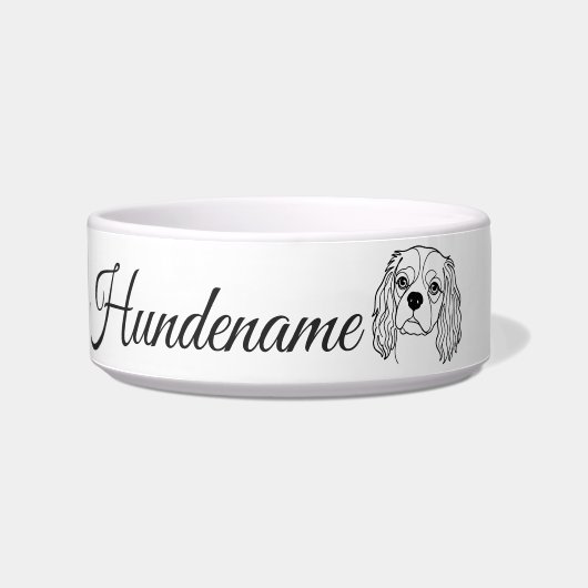Cavalier Spaniel Line Art personalized bowl ボウル (正面)
