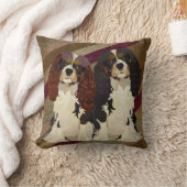 Cavalier Spaniels Retro Pillow王 クッション (ブランケット)