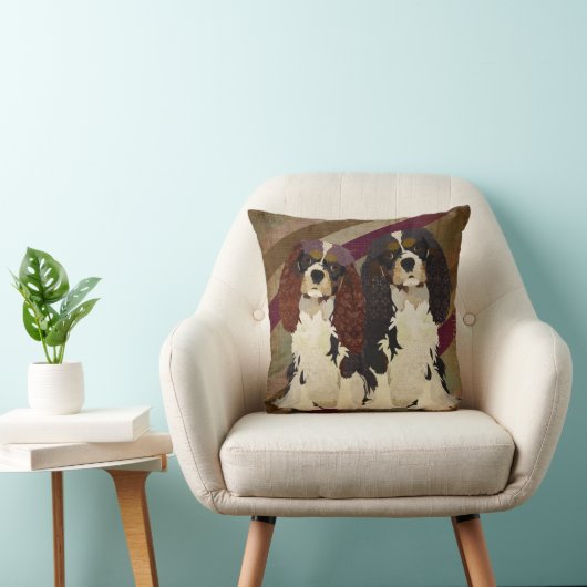 Cavalier Spaniels Retro Pillow王 クッション (椅子)