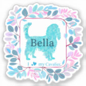 Cavalier Sticker – Personalized Pastel Blue Gift シール (正面)