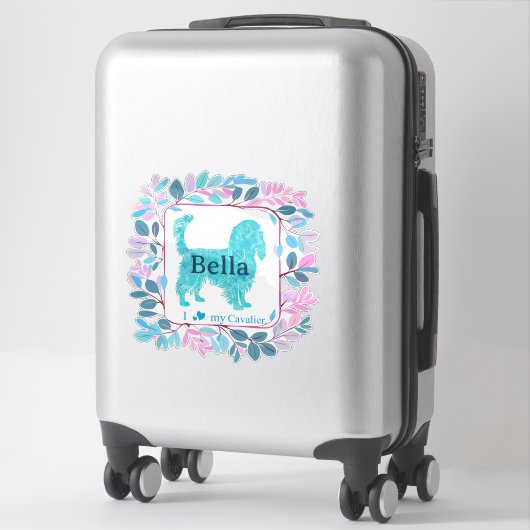 Cavalier Sticker – Personalized Pastel Blue Gift シール (スーツケース)