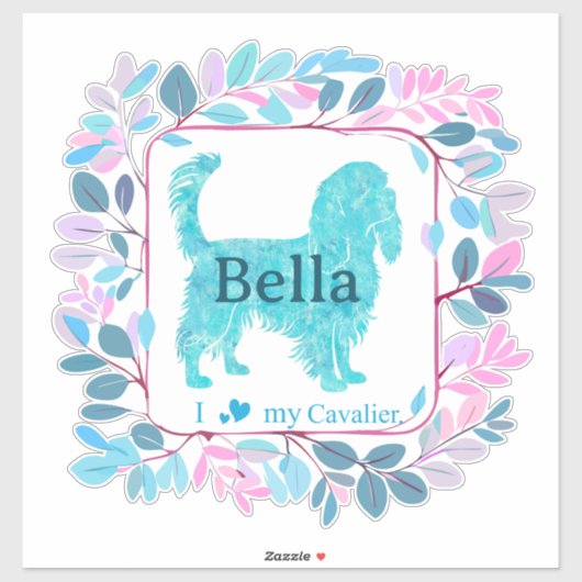 Cavalier Sticker – Personalized Pastel Blue Gift シール (シート)