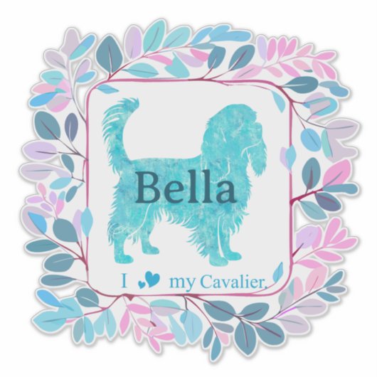 Cavalier Sticker – Personalized Pastel Blue Gift シール (正面)