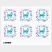 Cavalier Sticker – Personalized Pastel Blue Gift スクエアシール (シート)