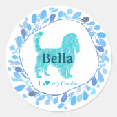 Cavalier Sticker – Personalized Pastel Blue Gift ラウンドシール (正面)