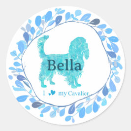 Cavalier Sticker – Personalized Pastel Blue Gift ラウンドシール