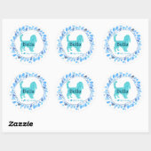 Cavalier Sticker – Personalized Pastel Blue Gift ラウンドシール (シート)