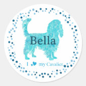 Cavalier Sticker – Personalized Pastel Blue Gift ラウンドシール (正面)
