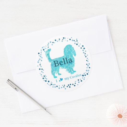 Cavalier Sticker – Personalized Pastel Blue Gift ラウンドシール (封筒)