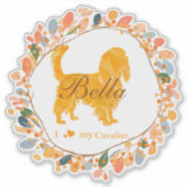 Cavalier Sticker - Personalized Pastel Orange Gift シール (正面)