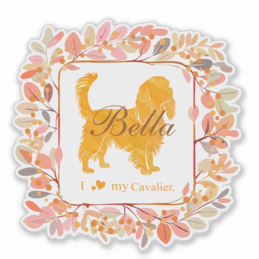 Cavalier Sticker - Personalized Pastel Orange Gift シール (正面)