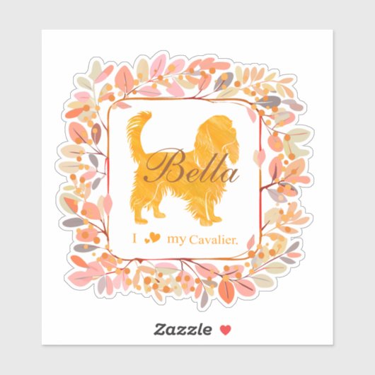 Cavalier Sticker - Personalized Pastel Orange Gift シール (シート)