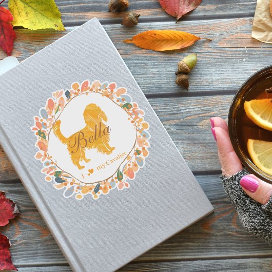 Cavalier Sticker - Personalized Pastel Orange Gift シール